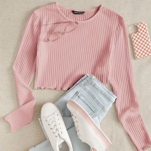 Shein-rib-knit crop top